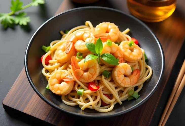 Rice Noodles with Shrimp A Colorful Dish